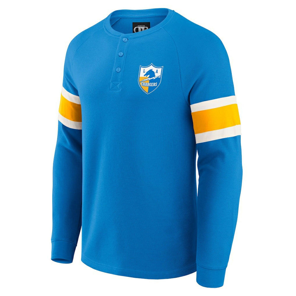 Los Angeles Chargers Darius Rucker Collection Waffle-Knit Raglan Long Sleeve Henley T-Shirt Powder Blue