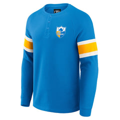 Los Angeles Chargers Darius Rucker Collection Waffle-Knit Raglan Long Sleeve Henley T-Shirt Powder Blue