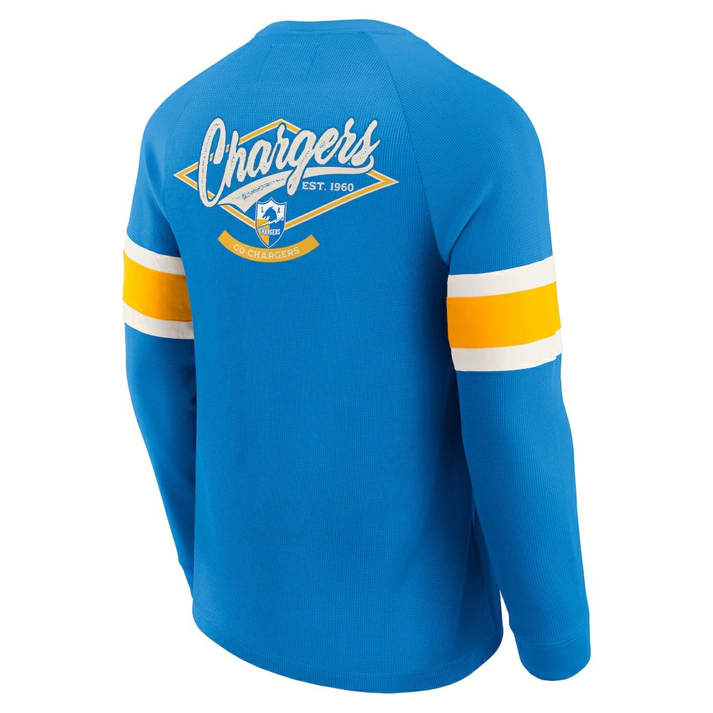 Los Angeles Chargers Darius Rucker Collection Waffle-Knit Raglan Long Sleeve Henley T-Shirt Powder Blue