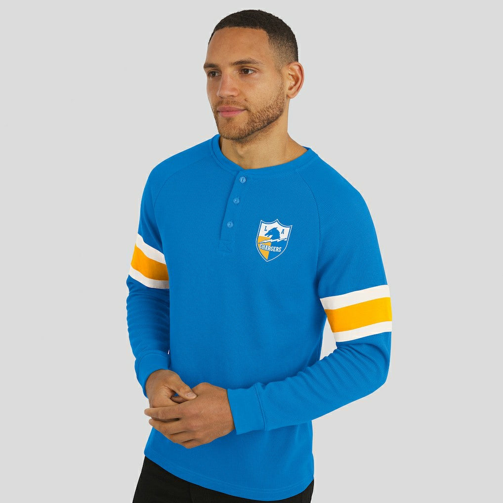 Los Angeles Chargers Darius Rucker Collection Waffle-Knit Raglan Long Sleeve Henley T-Shirt Powder Blue