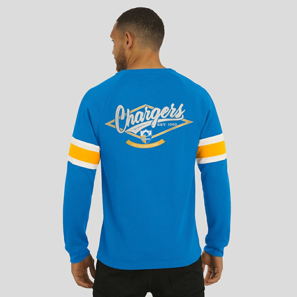 Los Angeles Chargers Darius Rucker Collection Waffle-Knit Raglan Long Sleeve Henley T-Shirt Powder Blue