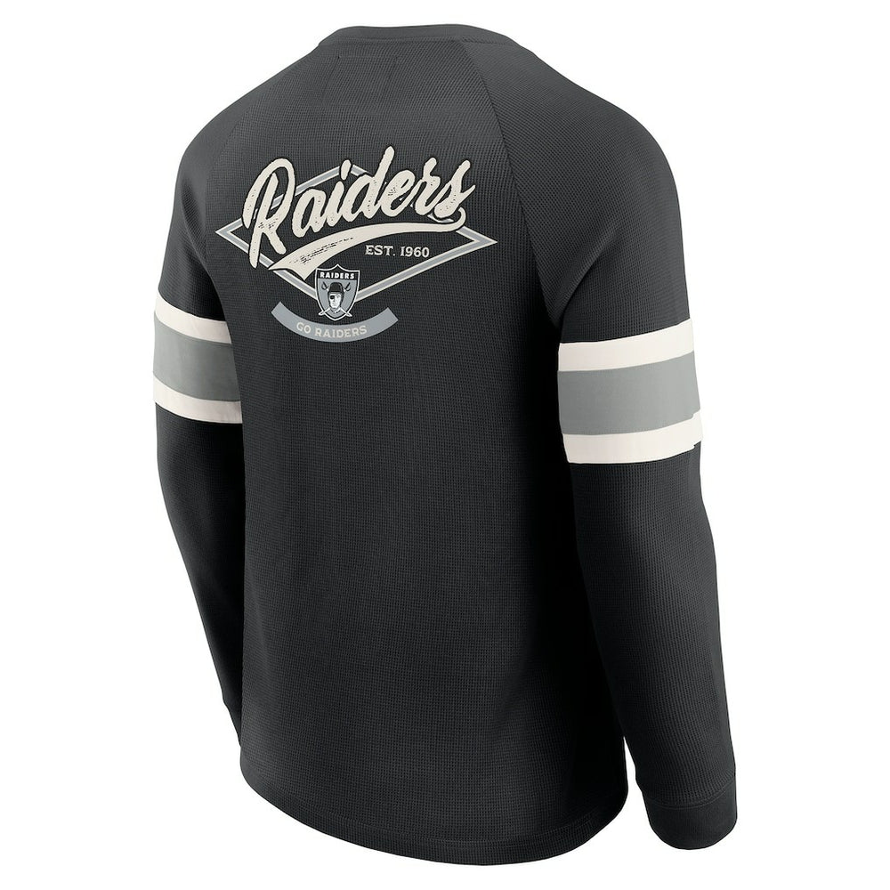Las Vegas Raiders Darius Rucker Collection Waffle-Knit Raglan Long Sleeve Henley T-Shirt Black