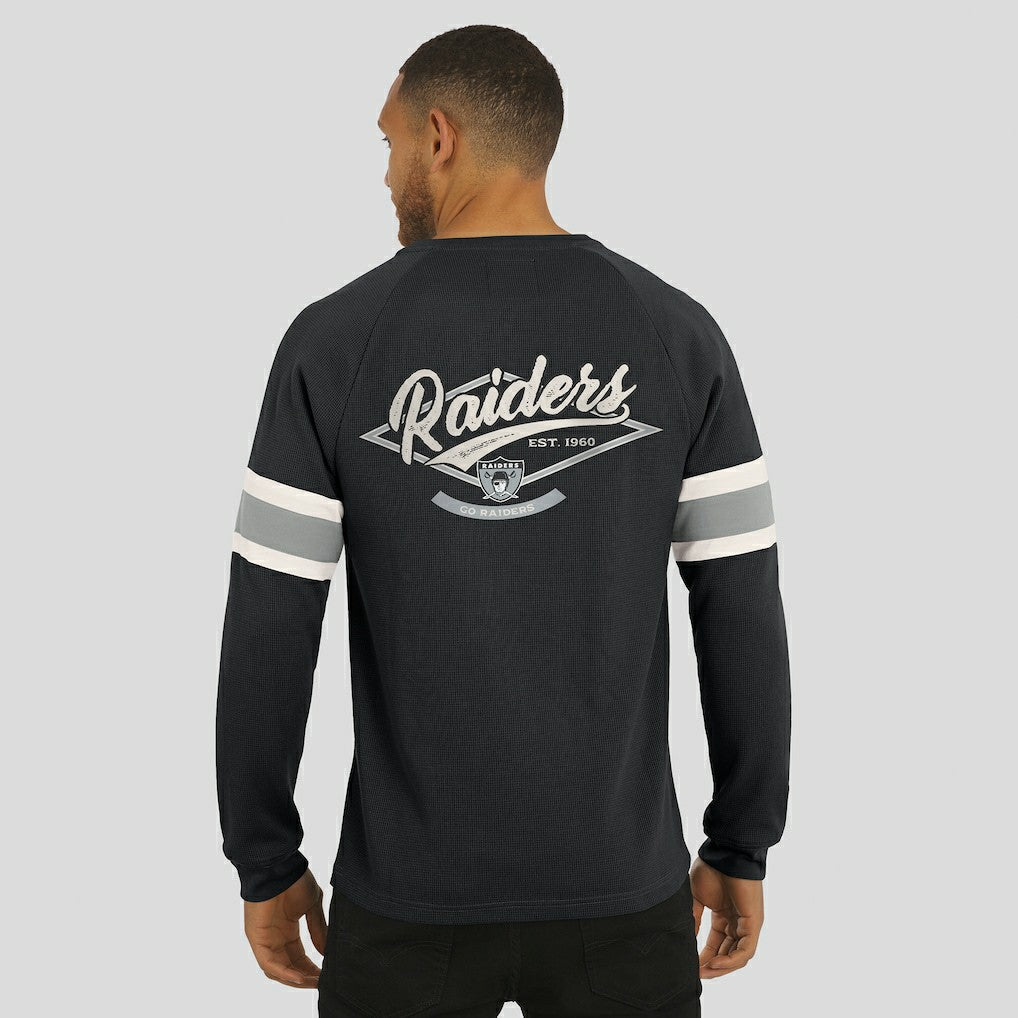 Las Vegas Raiders Darius Rucker Collection Waffle-Knit Raglan Long Sleeve Henley T-Shirt Black