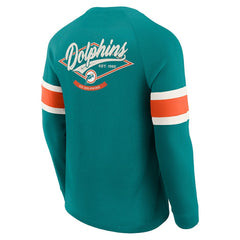 Miami Dolphins Darius Rucker Collection Waffle-Knit Raglan Long Sleeve Henley T-Shirt Aqua