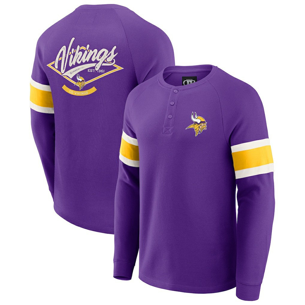 Minnesota Vikings Darius Rucker Collection Waffle-Knit Raglan Long Sleeve Henley T-Shirt Purple
