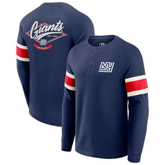 New York Giants Darius Rucker Collection Waffle-Knit Raglan Long Sleeve Henley T-Shirt Navy