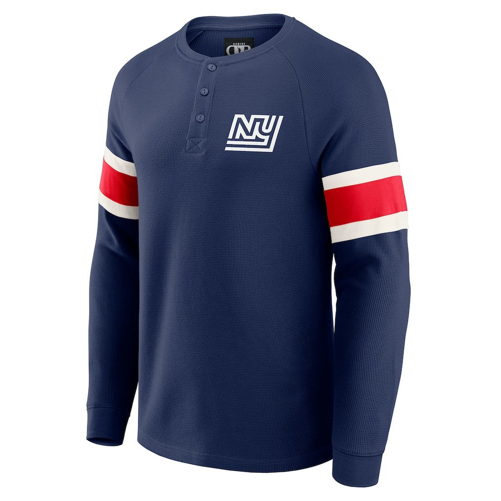 New York Giants Darius Rucker Collection Waffle-Knit Raglan Long Sleeve Henley T-Shirt Navy