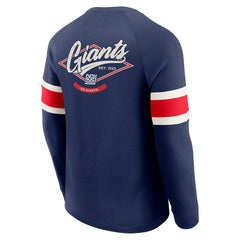 New York Giants Darius Rucker Collection Waffle-Knit Raglan Long Sleeve Henley T-Shirt Navy