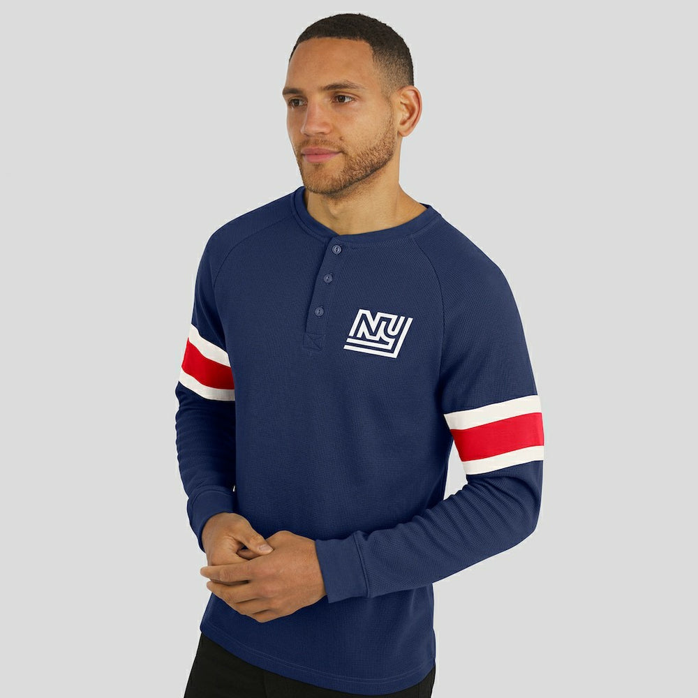 New York Giants Darius Rucker Collection Waffle-Knit Raglan Long Sleeve Henley T-Shirt Navy