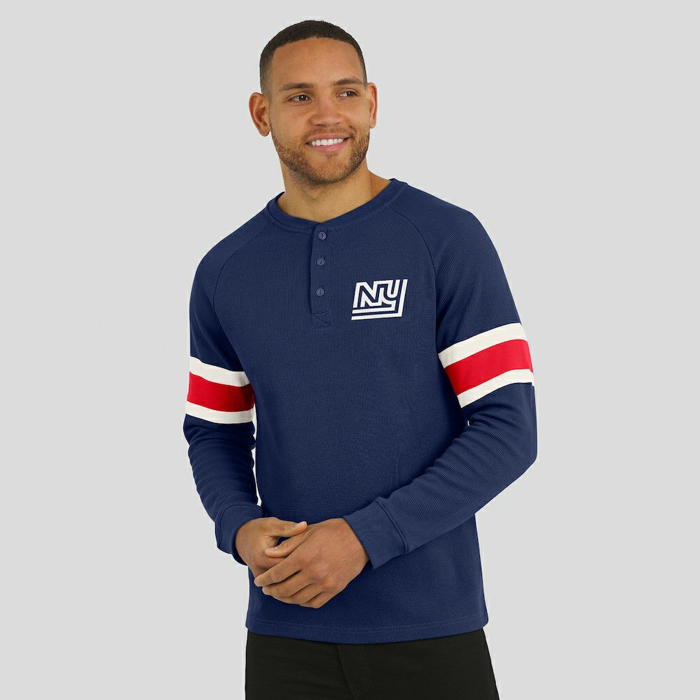 New York Giants Darius Rucker Collection Waffle-Knit Raglan Long Sleeve Henley T-Shirt Navy