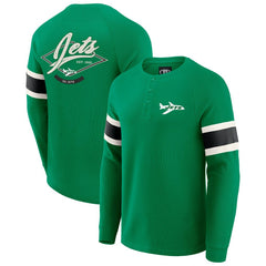 New York Jets Darius Rucker Collection Waffle-Knit Raglan Long Sleeve Henley T-Shirt Kelly Green