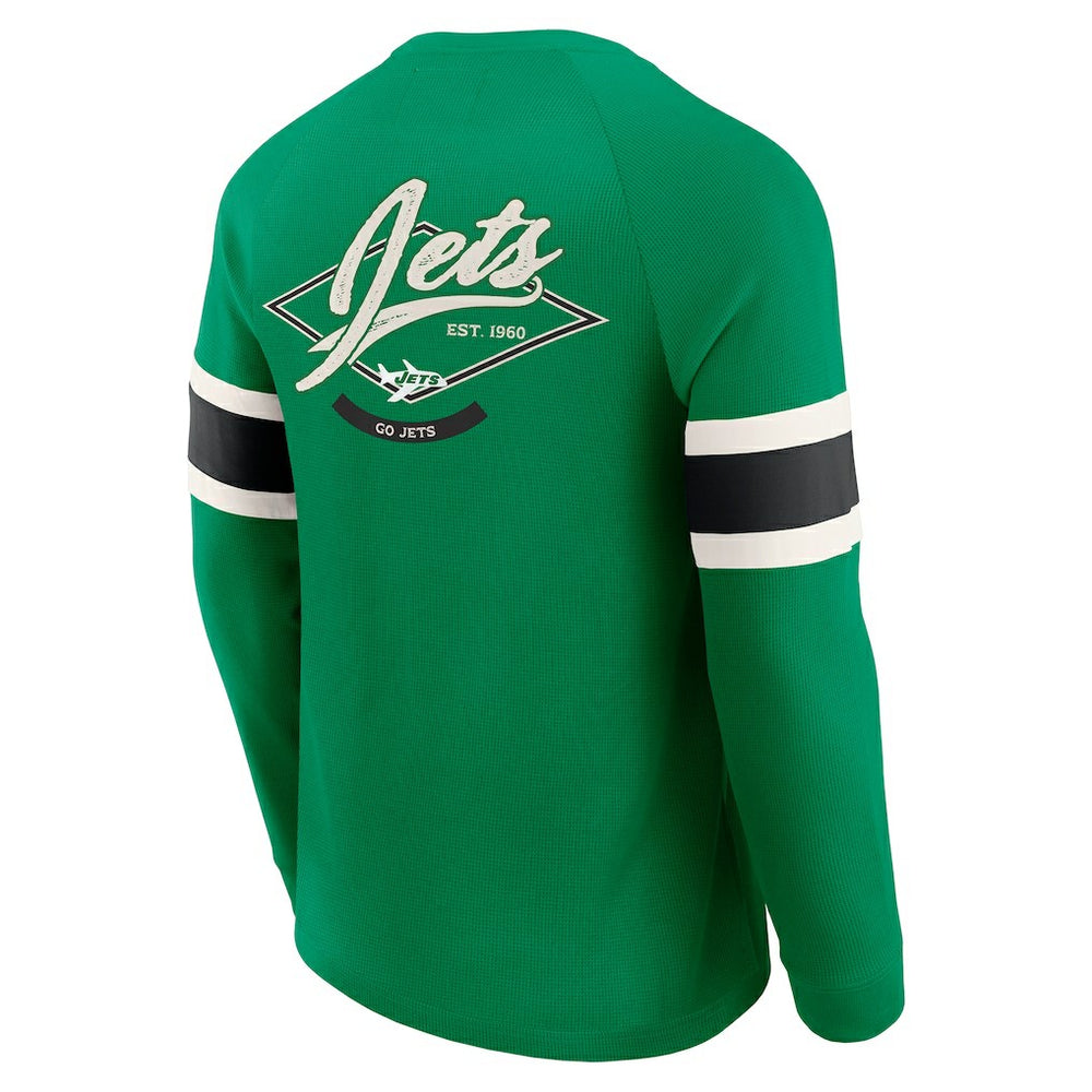 New York Jets Darius Rucker Collection Waffle-Knit Raglan Long Sleeve Henley T-Shirt Kelly Green