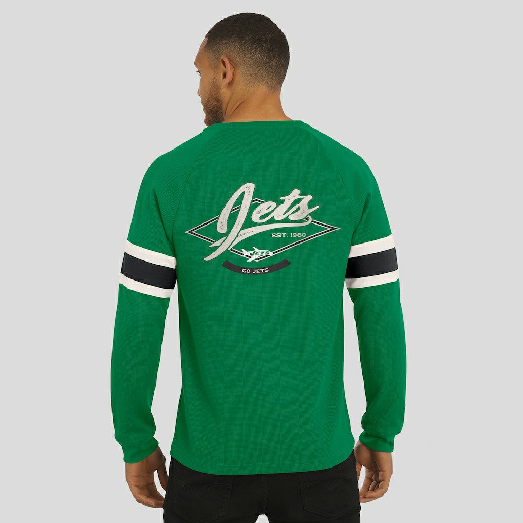 New York Jets Darius Rucker Collection Waffle-Knit Raglan Long Sleeve Henley T-Shirt Kelly Green