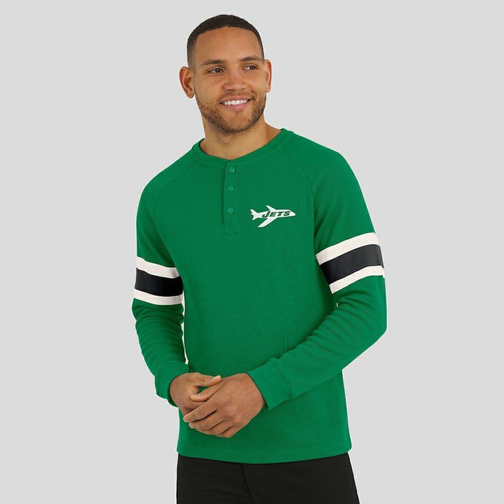 New York Jets Darius Rucker Collection Waffle-Knit Raglan Long Sleeve Henley T-Shirt Kelly Green