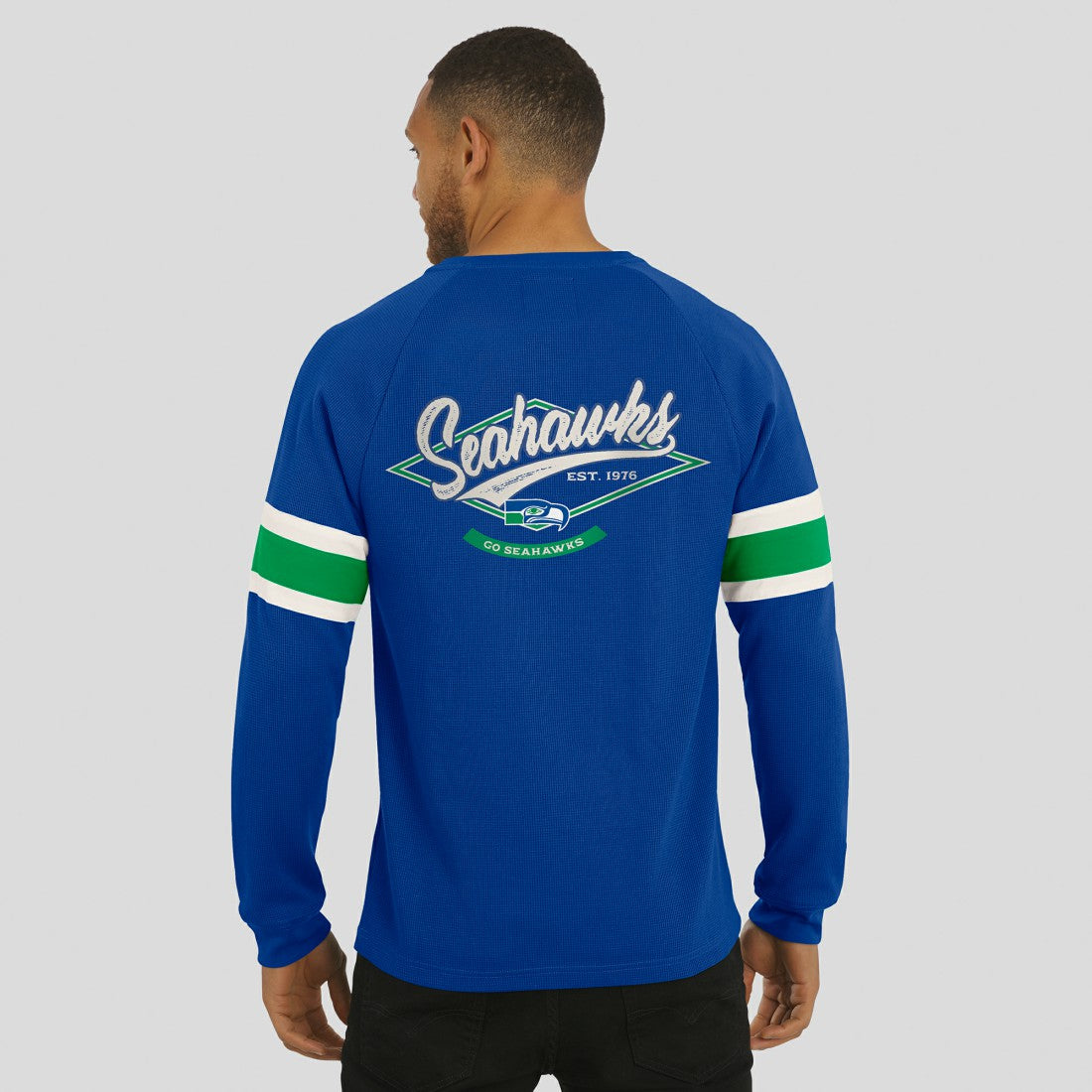 Seattle Seahawks Darius Rucker Collection Waffle-Knit Raglan Long Sleeve Henley T-Shirt College Navy