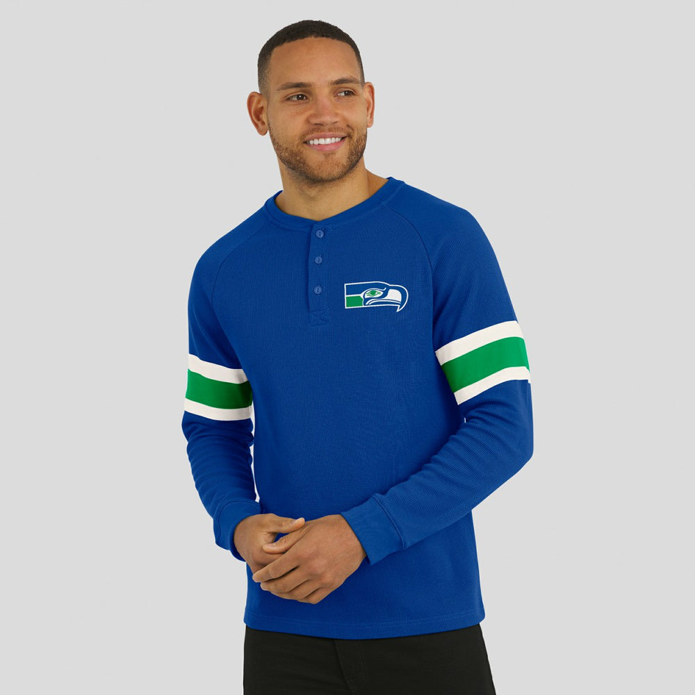 Seattle Seahawks Darius Rucker Collection Waffle-Knit Raglan Long Sleeve Henley T-Shirt College Navy