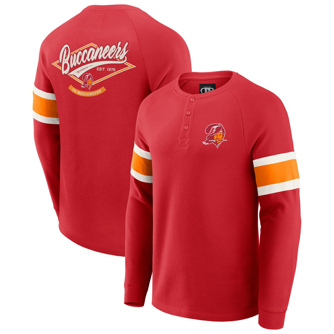 Tampa Bay Buccaneers Darius Rucker Collection Waffle-Knit Raglan Long Sleeve Henley T-Shirt Red