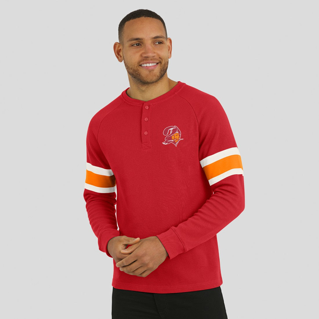 Tampa Bay Buccaneers Darius Rucker Collection Waffle-Knit Raglan Long Sleeve Henley T-Shirt Red