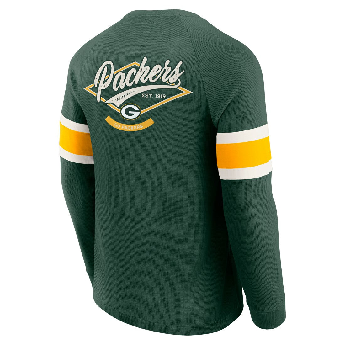 Green Bay Packers Darius Rucker Collection Waffle-Knit Raglan Long Sleeve Henley T-Shirt Green