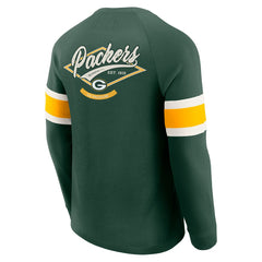 Green Bay Packers Darius Rucker Collection Waffle-Knit Raglan Long Sleeve Henley T-Shirt Green
