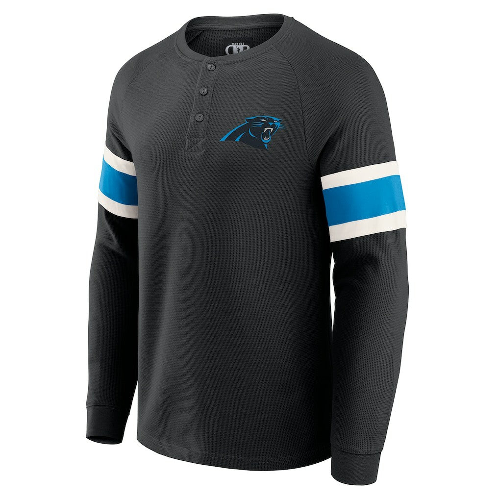 Carolina Panthers Darius Rucker Collection Waffle-Knit Raglan Long Sleeve Henley T-Shirt Black