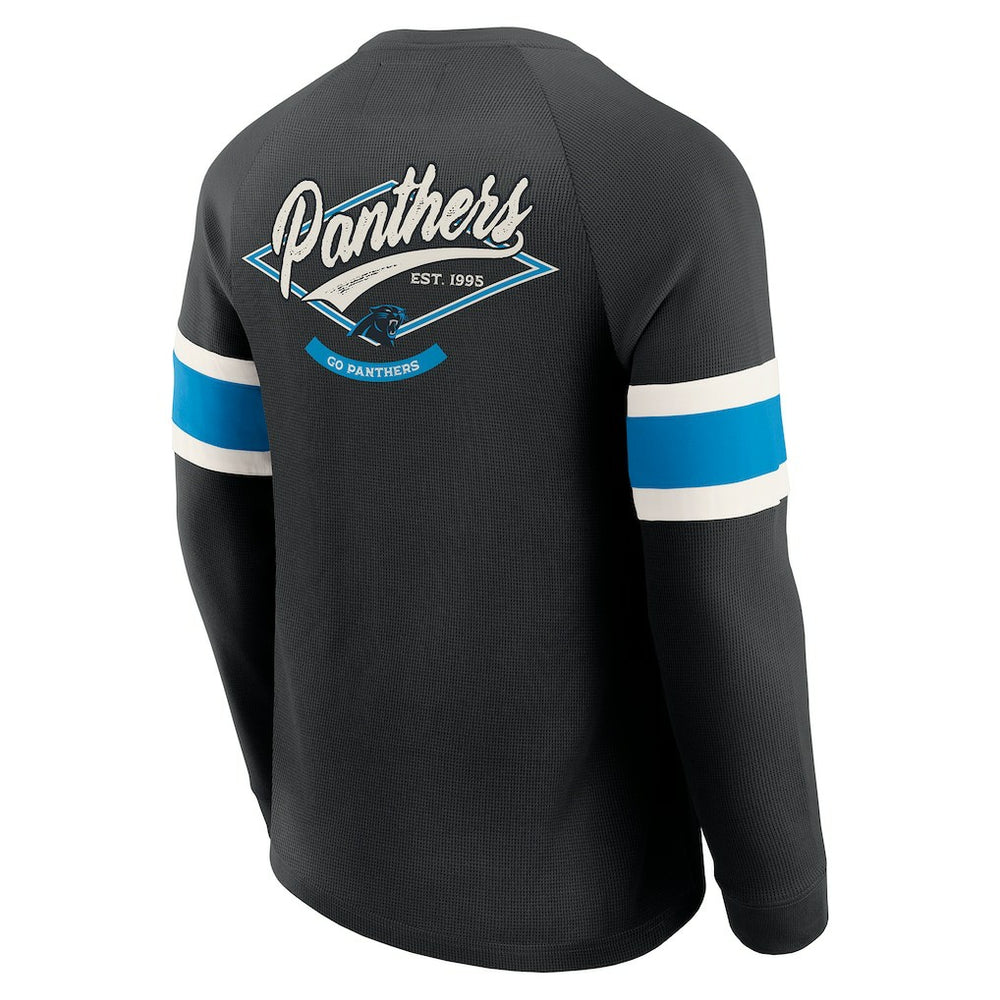 Carolina Panthers Darius Rucker Collection Waffle-Knit Raglan Long Sleeve Henley T-Shirt Black
