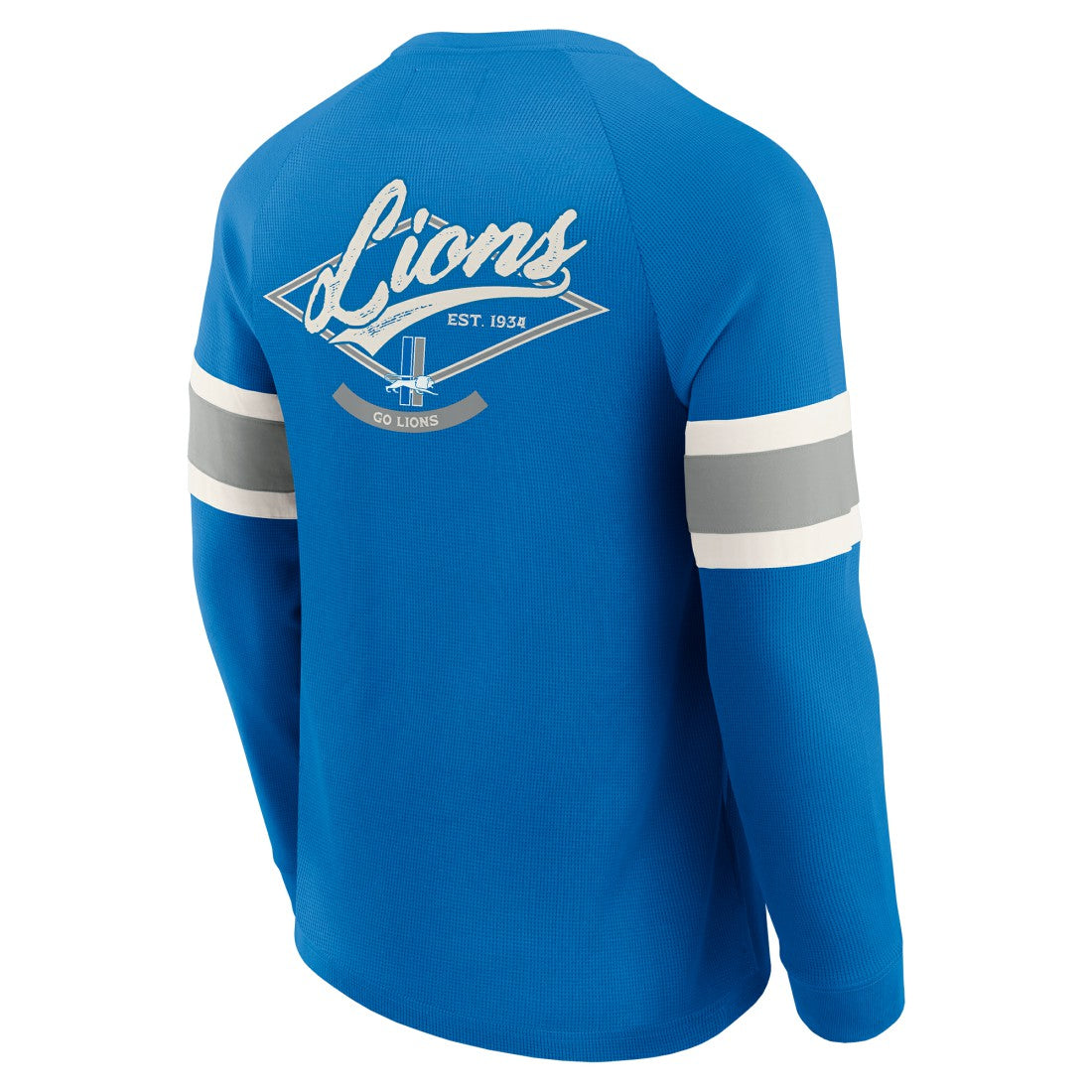 Detroit Lions Darius Rucker Collection Waffle-Knit Raglan Long Sleeve Henley T-Shirt Blue
