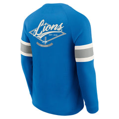 Detroit Lions Darius Rucker Collection Waffle-Knit Raglan Long Sleeve Henley T-Shirt Blue