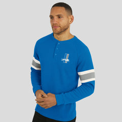 Detroit Lions Darius Rucker Collection Waffle-Knit Raglan Long Sleeve Henley T-Shirt Blue