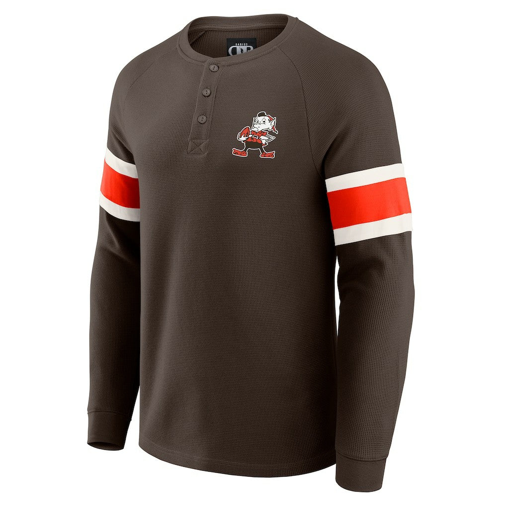 Cleveland Browns Darius Rucker Collection Waffle-Knit Raglan Long Sleeve Henley T-Shirt Brown