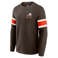Cleveland Browns Darius Rucker Collection Waffle-Knit Raglan Long Sleeve Henley T-Shirt Brown