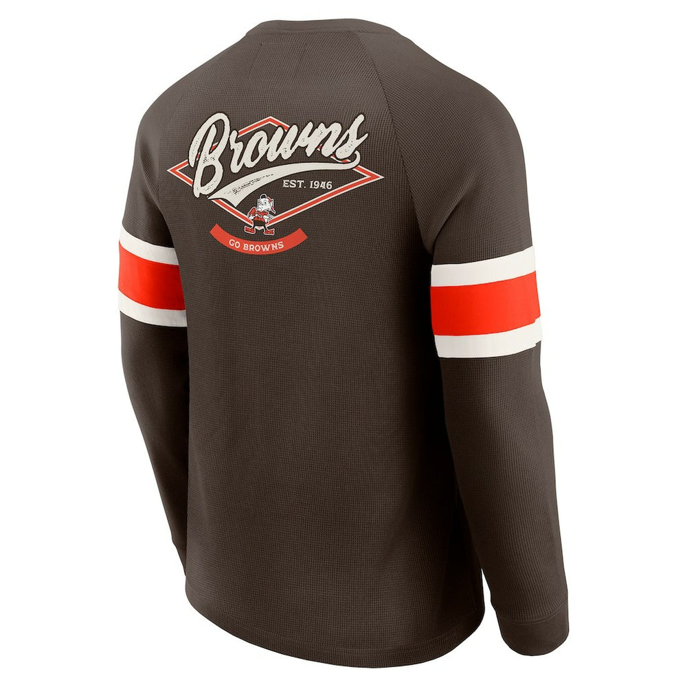 Cleveland Browns Darius Rucker Collection Waffle-Knit Raglan Long Sleeve Henley T-Shirt Brown