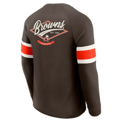 Cleveland Browns Darius Rucker Collection Waffle-Knit Raglan Long Sleeve Henley T-Shirt Brown