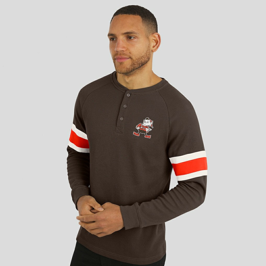 Cleveland Browns Darius Rucker Collection Waffle-Knit Raglan Long Sleeve Henley T-Shirt Brown