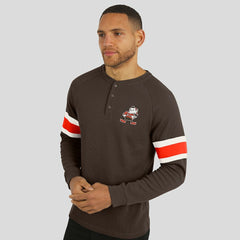 Cleveland Browns Darius Rucker Collection Waffle-Knit Raglan Long Sleeve Henley T-Shirt Brown