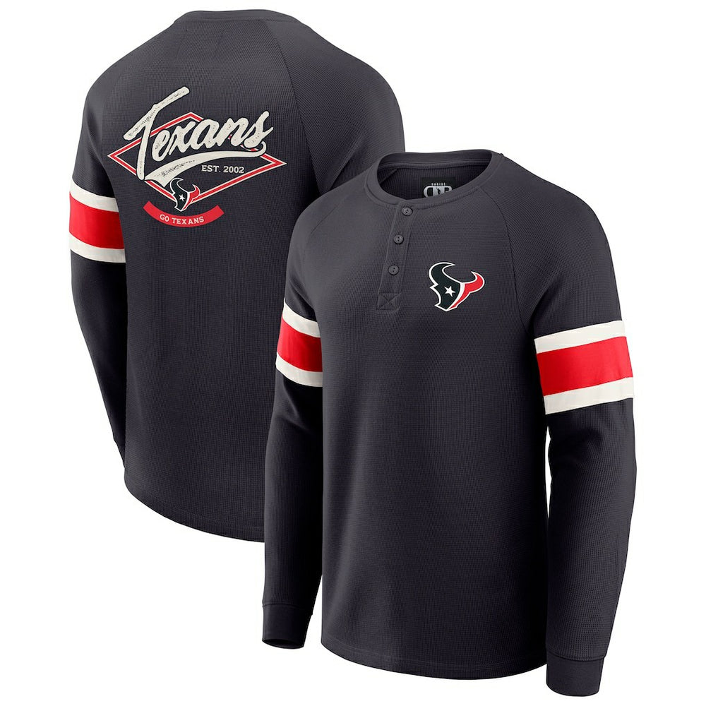 Houston Texans Darius Rucker Collection Waffle-Knit Raglan Long Sleeve Henley T-Shirt Navy