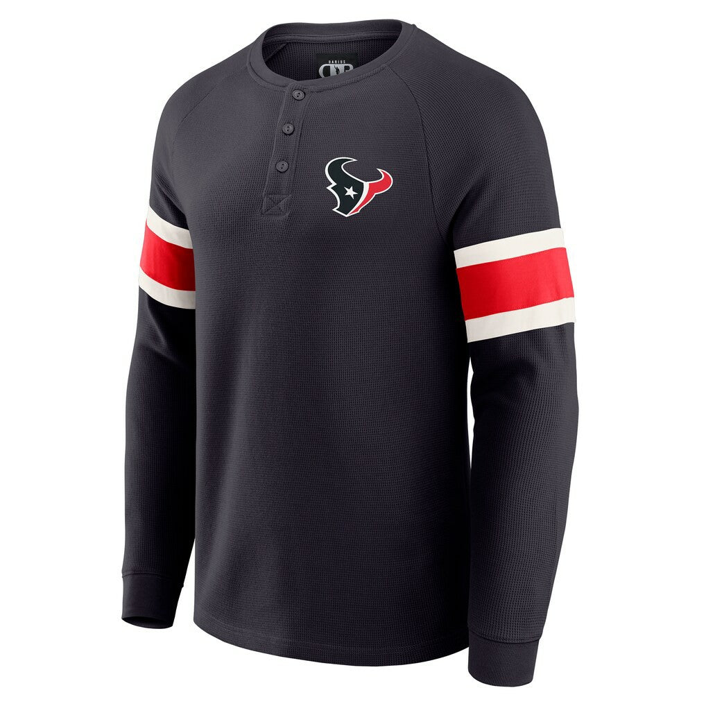 Houston Texans Darius Rucker Collection Waffle-Knit Raglan Long Sleeve Henley T-Shirt Navy