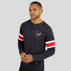 Houston Texans Darius Rucker Collection Waffle-Knit Raglan Long Sleeve Henley T-Shirt Navy