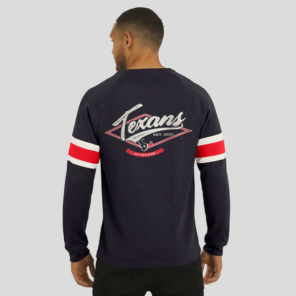 Houston Texans Darius Rucker Collection Waffle-Knit Raglan Long Sleeve Henley T-Shirt Navy