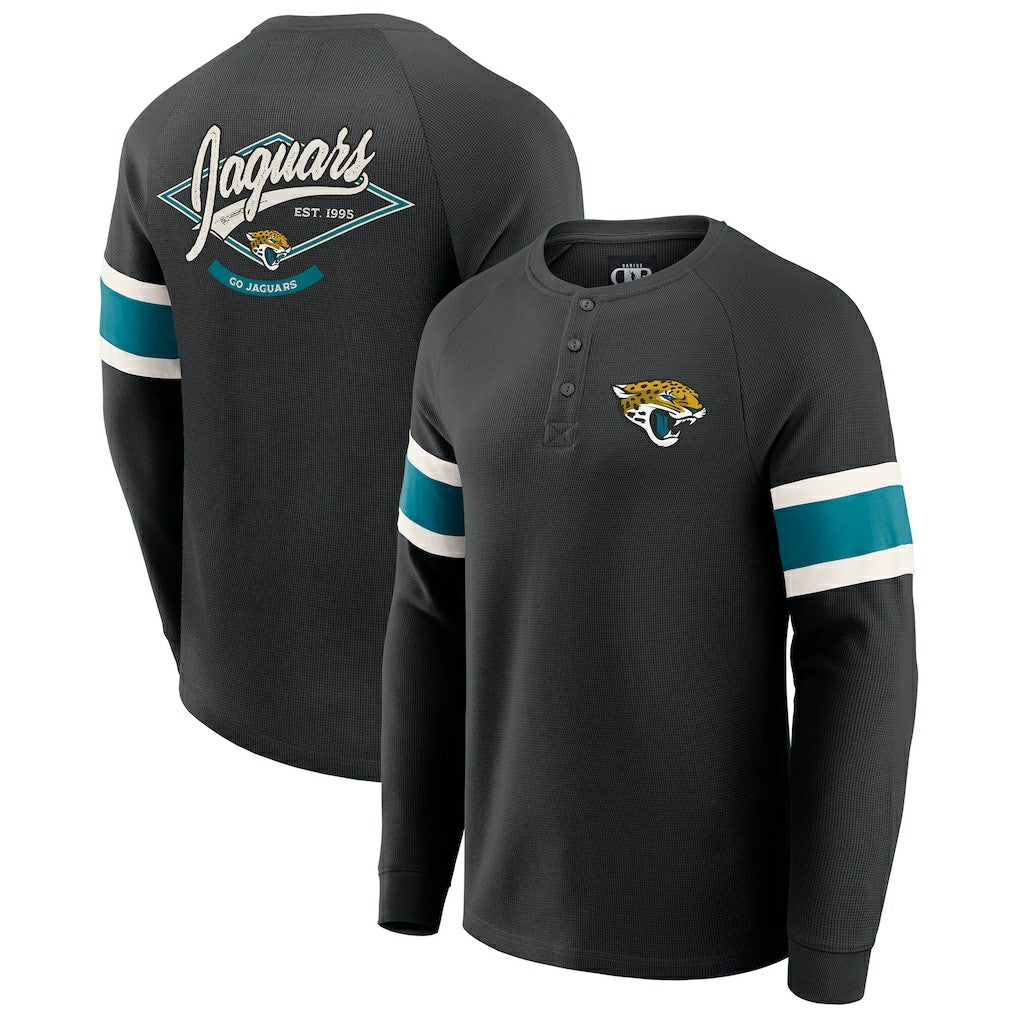 Jacksonville Jaguars Darius Rucker Collection Waffle-Knit Raglan Long Sleeve Henley T-Shirt Black