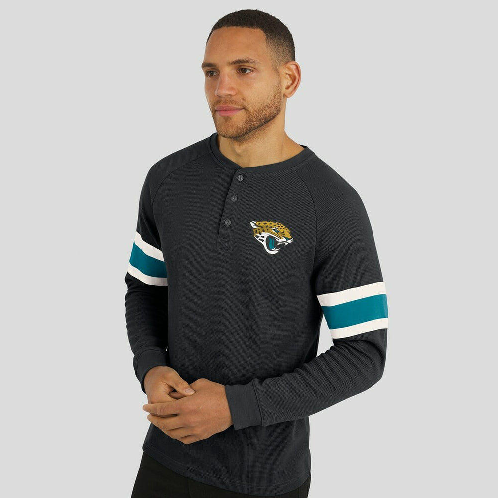 Jacksonville Jaguars Darius Rucker Collection Waffle-Knit Raglan Long Sleeve Henley T-Shirt Black