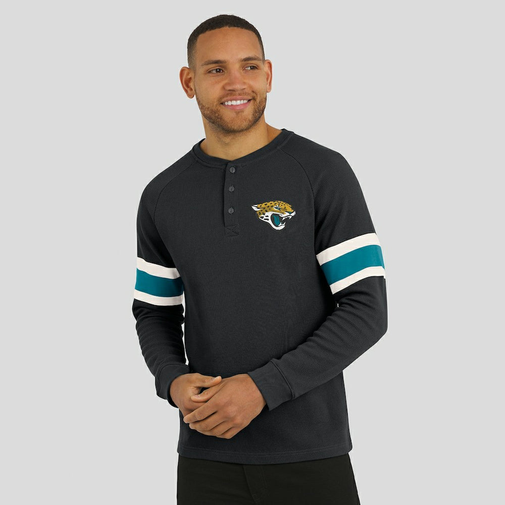 Jacksonville Jaguars Darius Rucker Collection Waffle-Knit Raglan Long Sleeve Henley T-Shirt Black