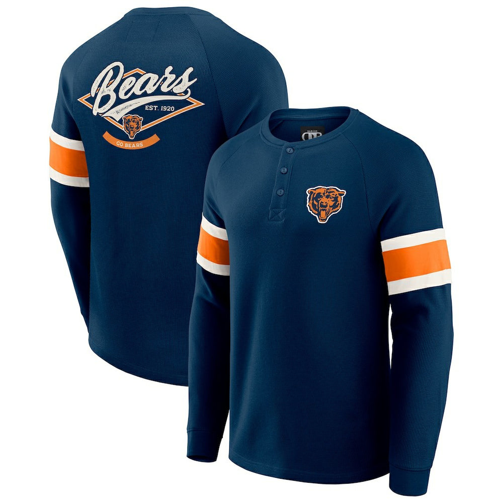 Chicago Bears Darius Rucker Collection Waffle-Knit Raglan Long Sleeve Henley T-Shirt Navy