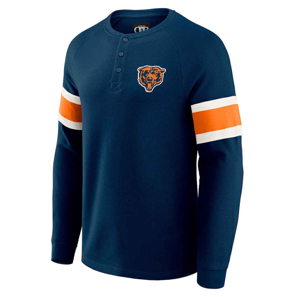Chicago Bears Darius Rucker Collection Waffle-Knit Raglan Long Sleeve Henley T-Shirt Navy