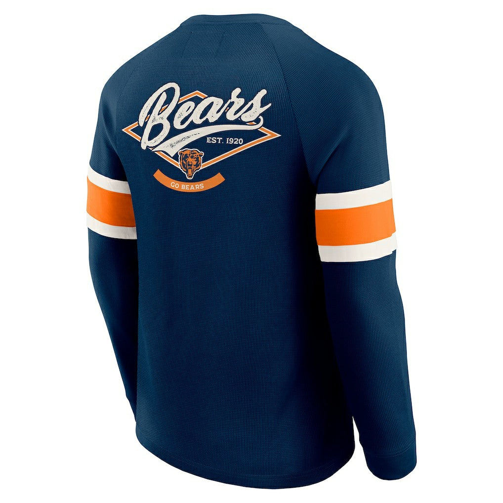 Chicago Bears Darius Rucker Collection Waffle-Knit Raglan Long Sleeve Henley T-Shirt Navy