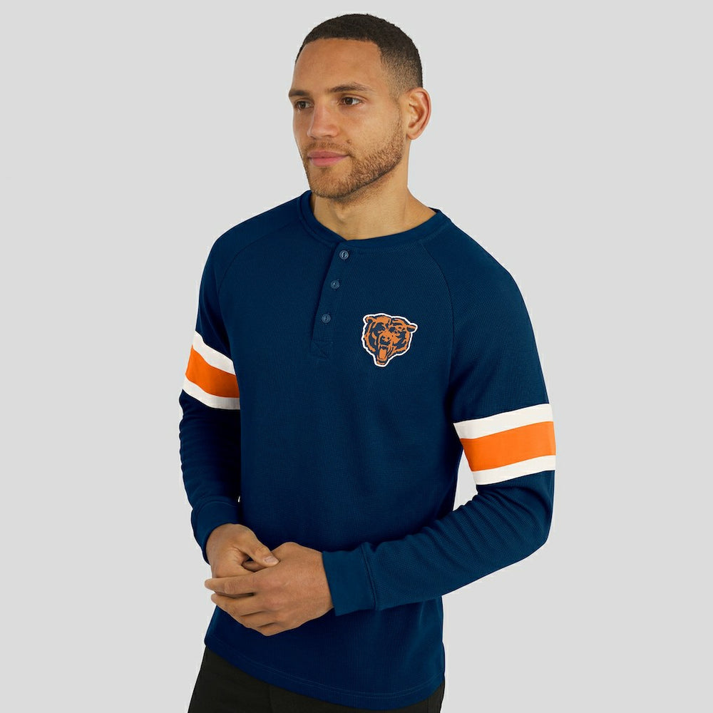 Chicago Bears Darius Rucker Collection Waffle-Knit Raglan Long Sleeve Henley T-Shirt Navy