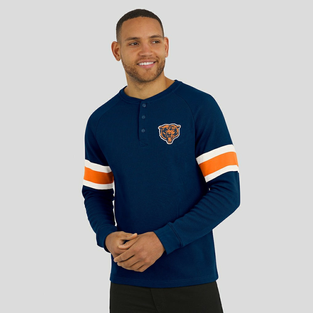 Chicago Bears Darius Rucker Collection Waffle-Knit Raglan Long Sleeve Henley T-Shirt Navy