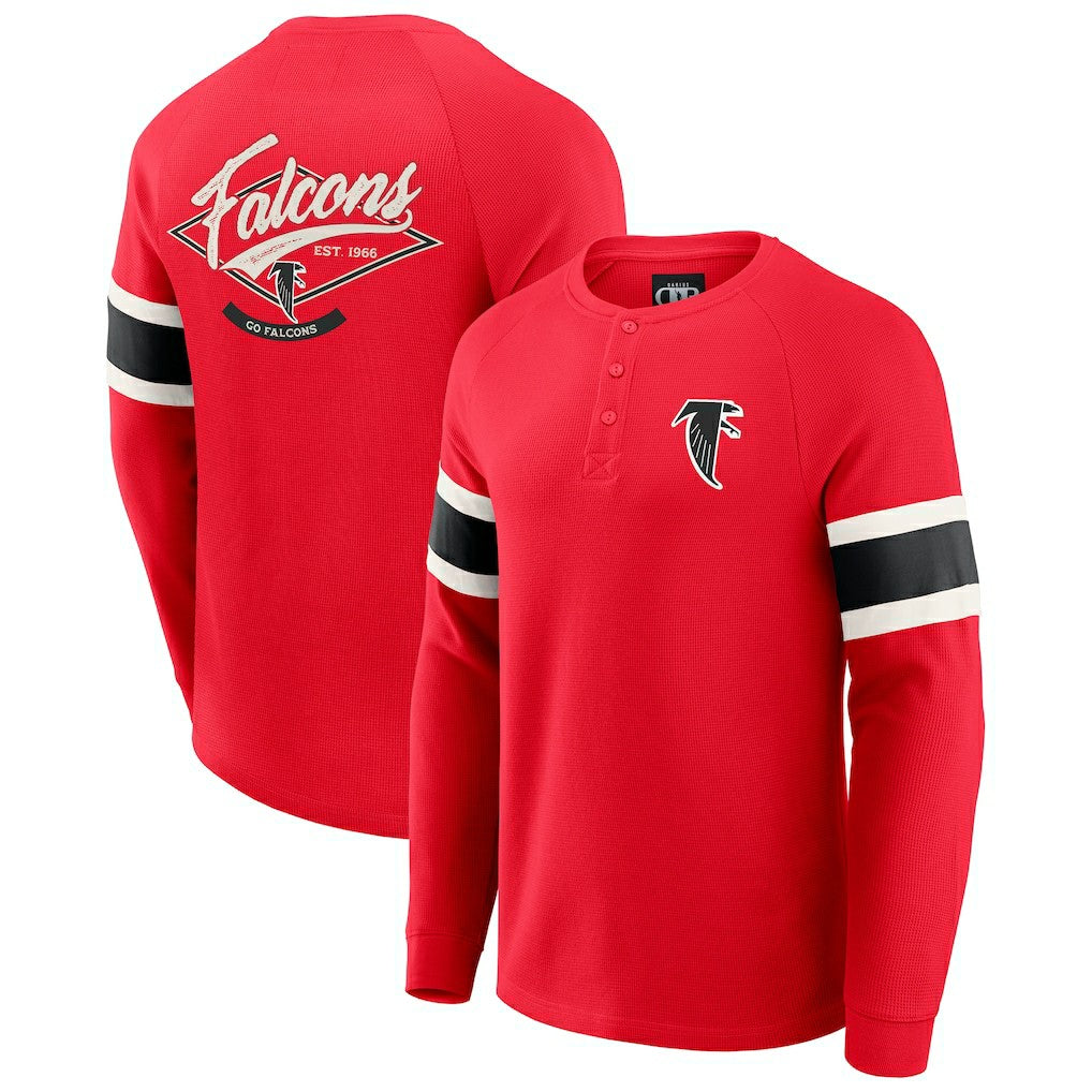 Atlanta Falcons Darius Rucker Collection Waffle-Knit Raglan Long Sleeve Henley T-Shirt Red
