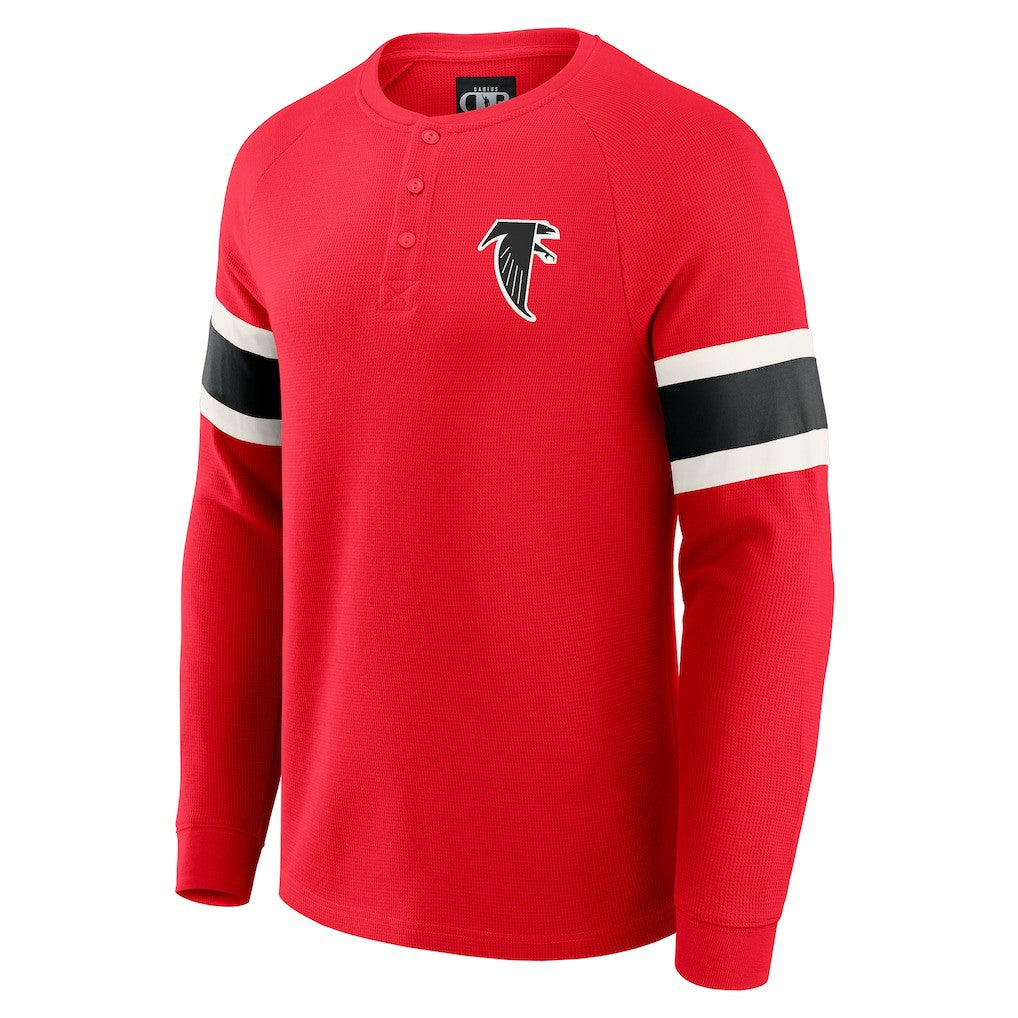 Atlanta Falcons Darius Rucker Collection Waffle-Knit Raglan Long Sleeve Henley T-Shirt Red