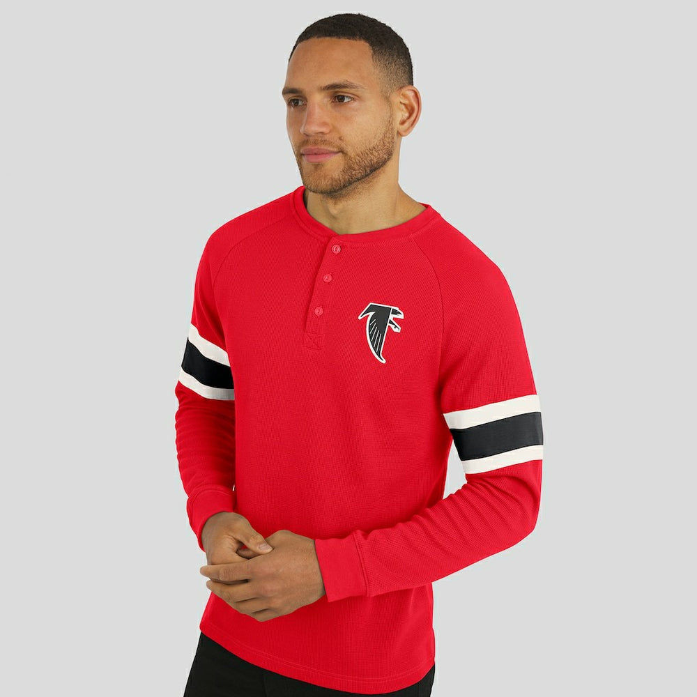 Atlanta Falcons Darius Rucker Collection Waffle-Knit Raglan Long Sleeve Henley T-Shirt Red
